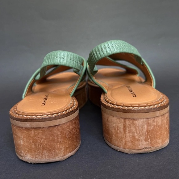 Robert Clergerie Freedom Platform Women’s Sz 8.5 Green Leather/Wood Sandals - Picture 4 of 6